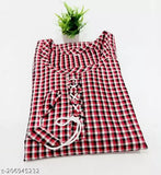 White checkered woolen kurti, three-quarter sleeves, women's ethnic wear