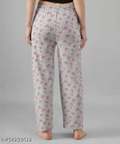 Charry print cotton blend maxi pyjama set for women, trendy loungewear with elasticated waist and pockets