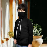 Cotton blend solid boys hoodie with mask, 8-15 years size, Indian craftsmanship