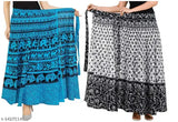 Printed cotton multicolor wrap skirts (pack of 2), Indian traditional wear with vibrant patterns