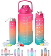 Motivational water bottle set of 3 in multicolor ombre - BIS/ISI certified, stylish hydration tools for fitness and wellness