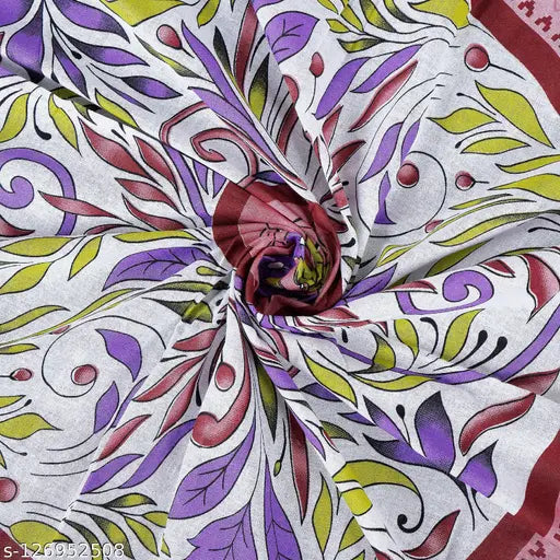 Ethnic motif printed, 144 TC cotton single bedsheet with pillow cover by E ELMA, ideal for summer adult use. Made in India