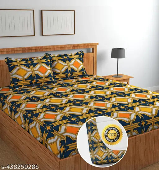 Multi-colored, cotton, super fine elastic fitted bedsheet (60X90 inch) with 2 pillow covers (78X34X6 inch), ideal for summer. Breathable, moisture-wicking, machine washable