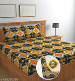 Multi-colored, cotton, super fine elastic fitted bedsheet (60X90 inch) with 2 pillow covers (78X34X6 inch), ideal for summer. Breathable, moisture-wicking, machine washable