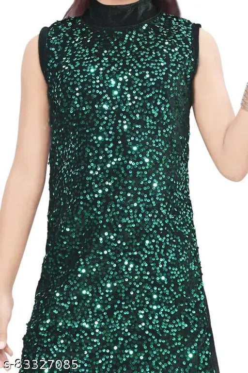 Nylon sleeveless sparkle velvet party dress for girls (India), accessory bag included