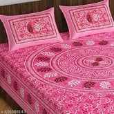 Rajasthani 100% Jaipuri Cotton King Size Double bedsheet, vibrant botanical print, 2 pillow covers included