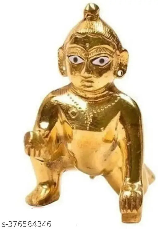 Pure brass Laddu Gopal idols (2 pcs), traditional Krishna statues, Indian craftsmanship, home decor, auspicious atmosphere, 15cm x 10cm x 15cm