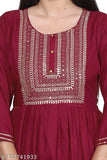 Rayon maroon kurta with three-quarter sleeves, solid design for women's fashion, S, M, L, XL, XXL sizes available