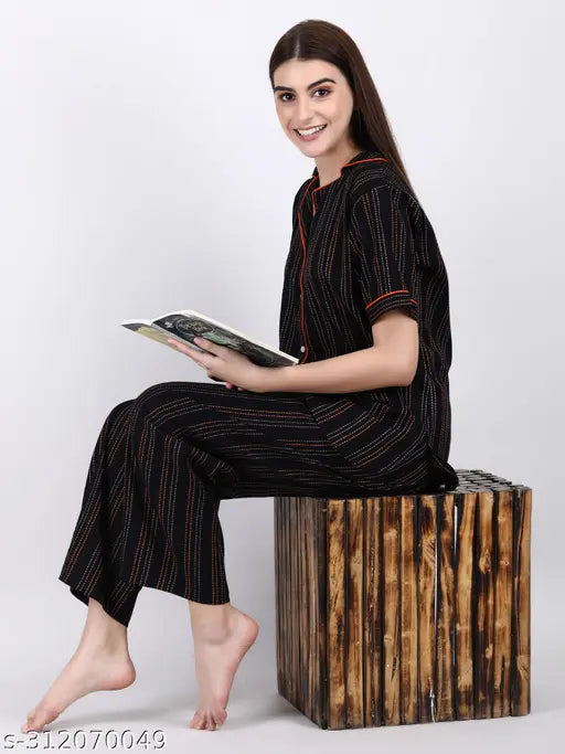 Best Quality Printed Cotton Night Suit for Women, cotton pyjamas with three-quarter sleeves, available in sizes S-4XL