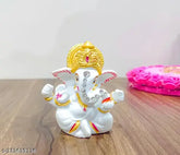Poly resin Ganesha idol for car dashboard and home temple decoration (3cm L x 5cm H x 4cm B). Divine craftsmanship and spiritual ambiance