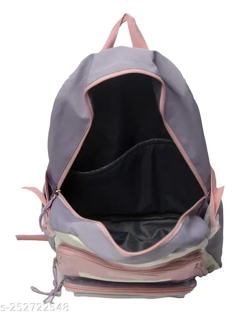 Colorblocked polyester unisex backpack, perfect for school, college, or picnics. Durable and stylish bag for everyday essentials