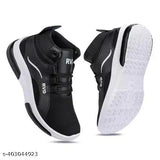 Stylish black synthetic running shoes for kids and boys, lace-up design with solid net insole, ideal for active play