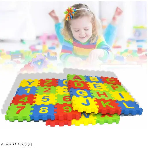 Non Toxic rubber EVA foam alphabet & number floor mats for kids (325x325, 36 pieces) - vibrant, safe, educational play space for children above 2 years