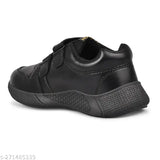 Synthetic black Tway school shoes for kids (6-12 years), slip-on with PVC sole and comfortable insole, ideal for both boys and girls
