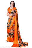 Georgette satin patta saree with unstitched blouse, beautiful print, great for parties, free size, made in India