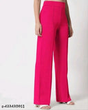 Cotton blend solid net trousers for women, fashionable and comfortable