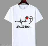 Mens trendy half-life line sleeves polycotton T-shirts, white color, A-Z typography print