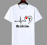 Mens trendy half-life line sleeves polycotton T-shirts, white color, A-Z typography print