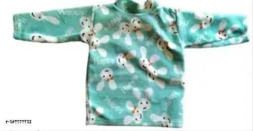 Velvet new born baby winterwear set: t-shirt, pyjama, printed pattern