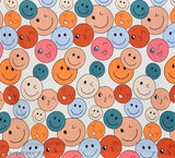 Multicolor smiley cotton blend fitted bedsheet for kids, superfine & breathable summer bedding. Super soft, lightweight, wrinkle-free, made in India