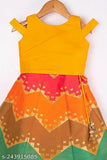 Yellow satin lehenga for girls, best quality Crepe lehenga choli with Leheriya pattern, Sleeveless design, suitable for parties and festive occasions