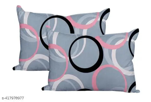 Grey cotton pillow cover set (4 pcs) - lightweight, easy-to-clean for infants & above