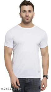 White polyester round neck Holi t-shirt for men, printed design, suitable for casual and festive wear