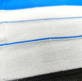 Soft wool boys sweater, deep blue striped design - Kids winter wear from India