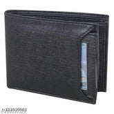Black PU two-fold wallet for men & boys by TAQWA, featuring 5 compartments and a coin pocket. Ideal for daily use in casual or formal trousers. Perfect gift for friends, boyfriends, husbands, or sons