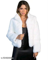White Creezzy fur LC woolen long sleeve sweater, solid pattern, winter clothing for ladies, size S-XL on display