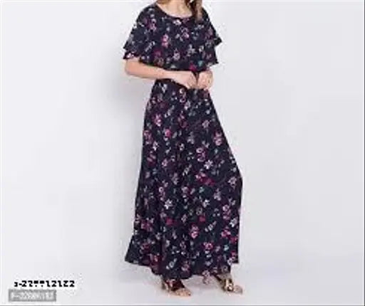 Floral printed crepe Anarkali kurtis for women, breathable & comfortable, perfect for casual occasions