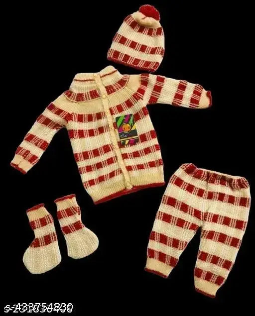 kids boys winter sweater set, wool & checked pattern, premium baby essential with cozy socks & gloves, made in India