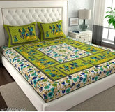 Soft pure cotton double bed sheets, 100x90, multicolor Rajasthani Jaipuri, 180 TC from India