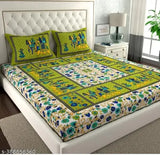 Soft pure cotton double bed sheets, 100x90, multicolor Rajasthani Jaipuri, 180 TC from India