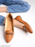 Tan synthetic slip-on ballerinas by Shoetopia for women, India origin