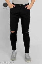Markview Fati black slim fit jeans, solid denim, men's waist sizes: 26, 28, 30, 32 (India)