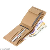 Stylish faux leather wallet with 8 card slots and coin pocket, perfect for men's essentials. Solid design in free size (11 cm x 9 cm)