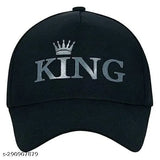 Cotton baseball cap with King logo, modern style for kids and adults, solid color from India