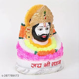 Marble Khatu Shyam Baba idol, 5"x5.5", Indian god statue for home decor or temple gift