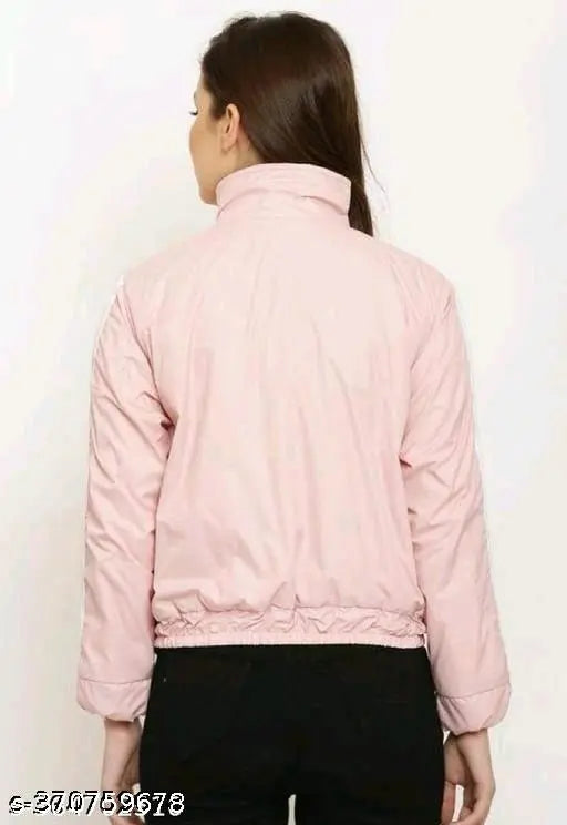 Pink acrylic long-sleeve jacket, solid pattern, women's size M from India