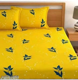 Premium Glace Cotton botanical net double bedsheet with 2 pillow covers, 90x100 inch. Luxurious, lightweight, and easy to care for, perfect for all-season use at home
