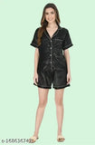 Satin nightwear set for women: ZEESHEMEESHE shorts & top pajamas, India-made, half sleeve, soft, stylish, great gift option