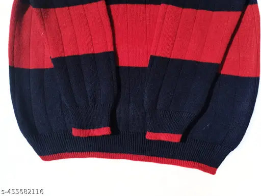 Woolen colorblocked sweater for boys aged 3-4 years, elegant design from India