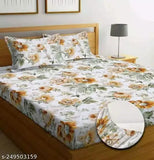 White Haven Comfort Home elastic fitted double bed sheet (72x78+10 inches), includes 2 pillow covers. Soft, durable cotton with floral pattern. Elasticized linen for a snug fit. Premium quality for ultimate comfort and style