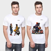 Polyester printed men's roundneck t-shirt, short sleeves, vibrant design, size S-XL, Made in India