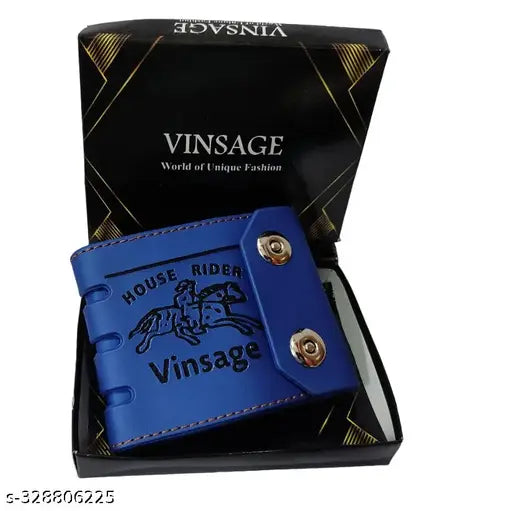 Synthetic print two-compartment wallet for men, free size (6cm x 8cm), casual trendy design, made in India