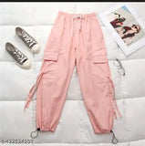 Peach cotton side pocket open cargo for women & girls - stylish unique cargo from Allen Ville, India