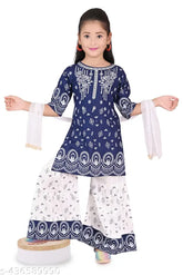 Pink and rose print Rayon kurta sharara sets with dupatta for girls, comfortable and rich for skin, Indian ethnic wear