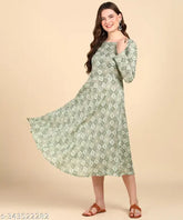 Cotton blend printed Anarkali kurti by Dsk Studio, three-quarter sleeves, suitable for traditional and casual wear