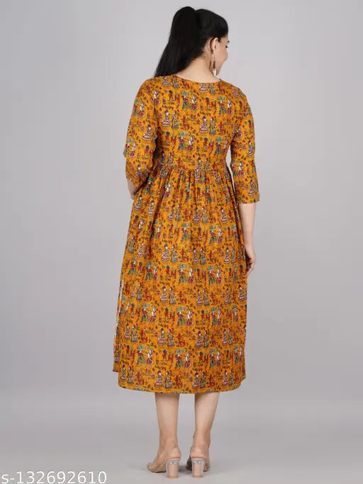 Rayon zip-up women's printed kurta, three-quarter sleeves, XS to XXXL, maternity wear, Indian origin